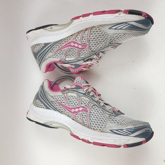 Saucony Women's Progrid Ride 5 Jogging Running Pink silver Size 9 Shoes Sneakers - Picture 4 of 9